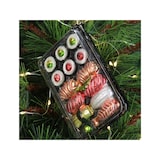 thumbnail of Christbaumschmuck Glas 12,7cm Sushi Box Figur Handbemalt & mit Glitzer Weihnachtsbaum Anhänger Christbaumanhänger Weihnachtsbaumschmuck Deko Schwarz
