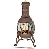 thumbnail of Terrassenofen Gusseisen mit Gittertür und Grillrost schwarz Ø50x90 cm