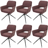 thumbnail of Set van 6 eetkamerstoelen HWC-N74, keukenstoel, draaibaar met terugloop, bouclé stof (540g/m²) Oeko-Tex ~ lichtbruin