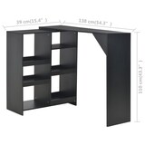 thumbnail of Bartisch mit abnehmbarer Ablage, Schwarz, 138 x 39 x 110 cm, festes Orion-Modell