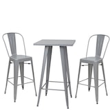 thumbnail of Conjunto mesa alta + 2x banco de bar HWC-A73, banco de bar mesa de bar, design industrial em metal ~ cinzento