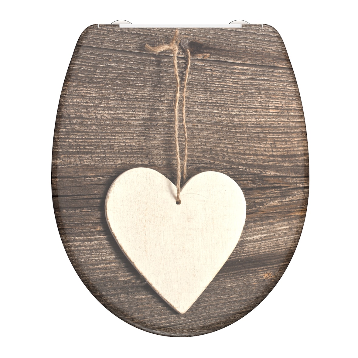 WC Sitz WOOD HEART, Duroplast Toilettendeckel mit Absenkautomatik und Schnellverschluss, Klobrille, Toilettensitz