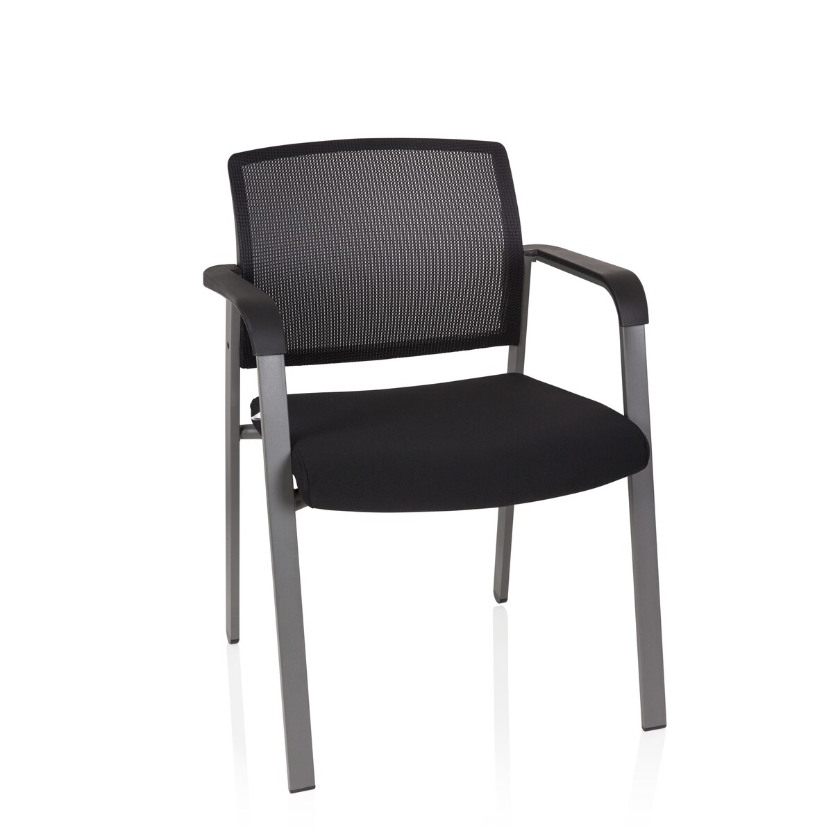 Besucherstuhl / Konferenzstuhl MEET grau Netz / Stoff schwarz hjh OFFICE