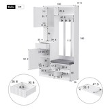 thumbnail of Garderobenset Komplett-Set Flurgarderobe mit Sitzbank 100x180x35 cm Weiß aus MDF mit 4 Haken und Schubladen