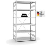 thumbnail of PROREGAL Fachbodenregal Stecksystem | Grundregal | HxBxT 250x130x80cm | 6 Ebenen | Fachlast 240 kg | Einseitig nutzbar | Lichtgrau