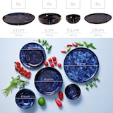 thumbnail of palmer Bama Blue Steinzeug Geschirr-Set für 6 Personen – dunkelblau schwarz marmoriert, Hochglanz, Kombiservice