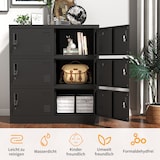 thumbnail of Metallschrank Spind Aufbewahrungsschrank 90x40x100 cm Schwarz mit 6 Türen, abschließbaren Fächern, Lüftungsschlitzen und Kartenfächern