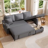 thumbnail of Schlafsofa L-Form 219x142x83 mit Schlaffunktion und Stauraum – Flexibles Sofa in Dunkelgrau mit Chaiselongue