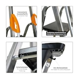 thumbnail of PROREGAL Stufenstehleiter ATLAS mit Werkzeugablage & Handlauf | einseitig begehbar | 7 Stufen | Arbeitshöhe 3,40m | Traglast 150kg
