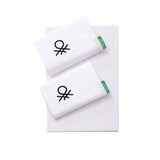thumbnail of Benetton - Conjunto de cama king size de 4 peças: lençol plano (240x290cm), lençol justo (175x200cm), 2 fronhas (50x80cm) 100% algodão branco