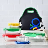 thumbnail of Benetton - Set di 3 bottiglie rettangolari ermetiche da 1180 ml/840 ml/690 ml in borosilicato arcobaleno