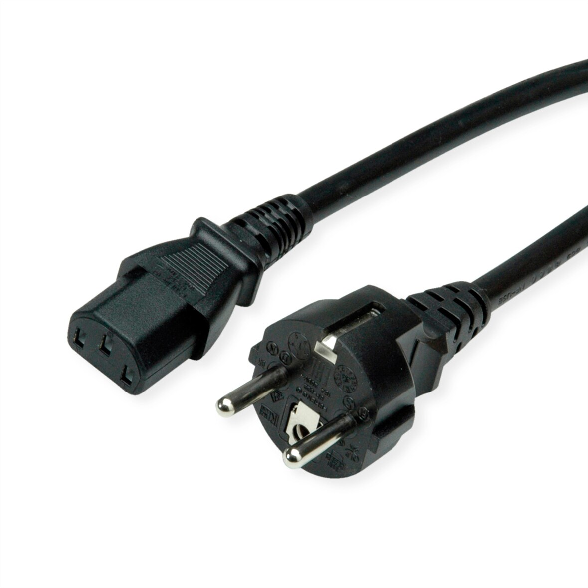 VALUE Netzkabel, IEC-Buchse & CEE7/7-Stecker gerade, schwarz, 1,8 m