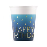 thumbnail of 8 Becher Happy Birthday blau & gold