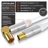 thumbnail of Primewire Antennenkabel gewinkelt - Koaxialkabel - Koax Kupplung 90° Winkel zu Stecker gerade - HDTV 75 Ohm - weiß - 3 m