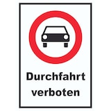 thumbnail of Durchfahrt verboten PKW Symbol Schild A2 (420x594mm)