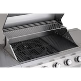 thumbnail of Tarrington House Barbecue a gas con 4 bruciatori principali + 1 laterale Glenwood, area cottura 41 × 71 cm, tavolino, con ruote, Edelstahl, grigio