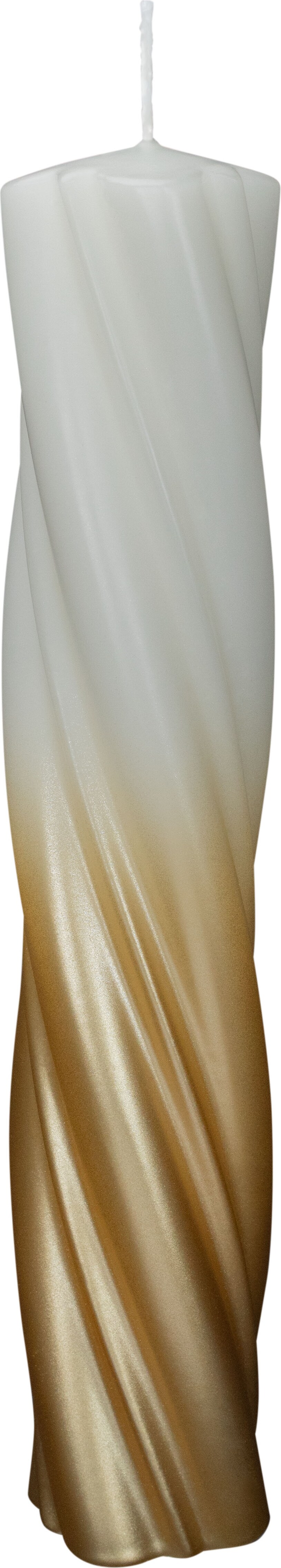 Kerzen Elegant Twist Wollweiß-Gold 300 x Ø 60 mm, 1 Stück