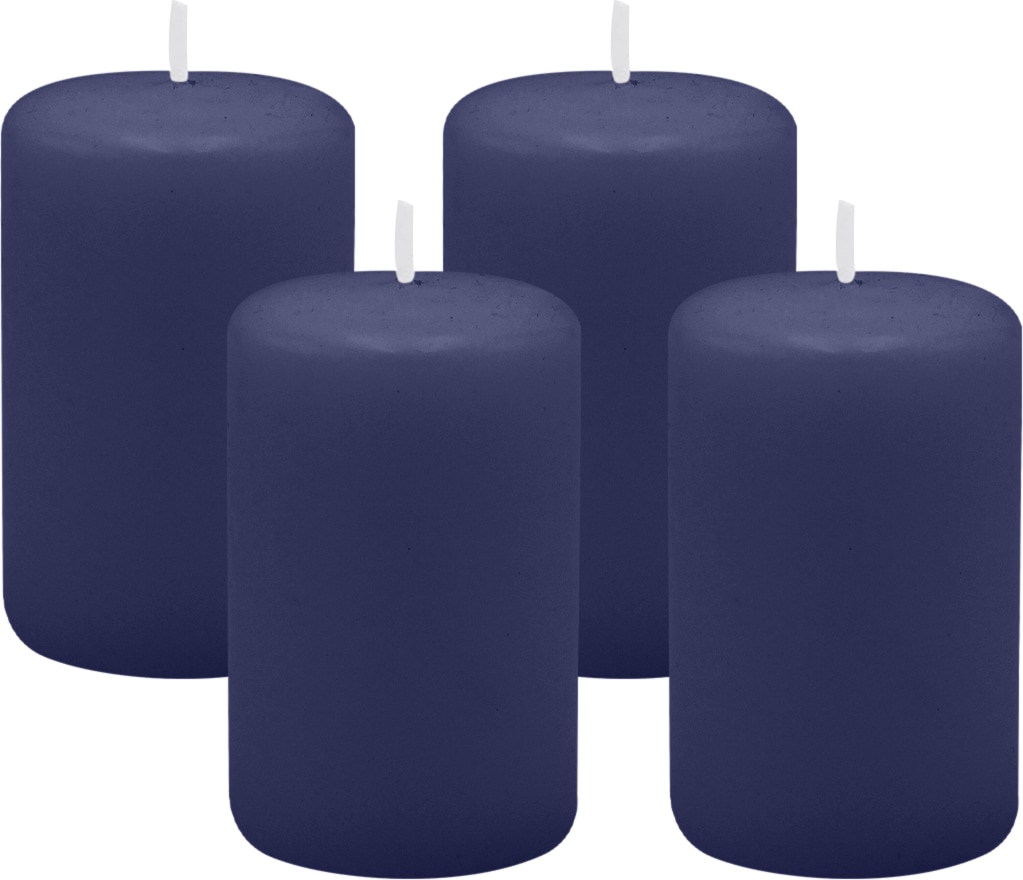 4er Set Stumpenkerzen/Adventskranzkerzen Nachtblau Ø 50 x 80 mm