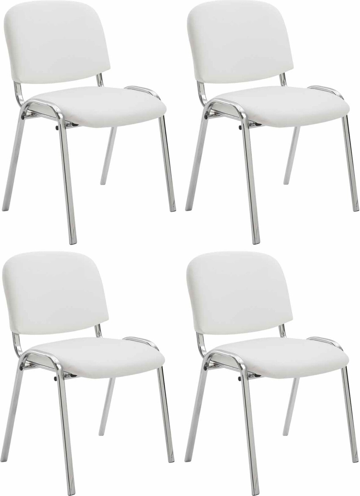 4er Set Stühle Ken Chrom Kunstleder weiß