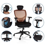 thumbnail of Bürostuhl / Chefsessel VENUS BASE Sitz Stoff / Rücken Netz orange / schwarz hjh OFFICE