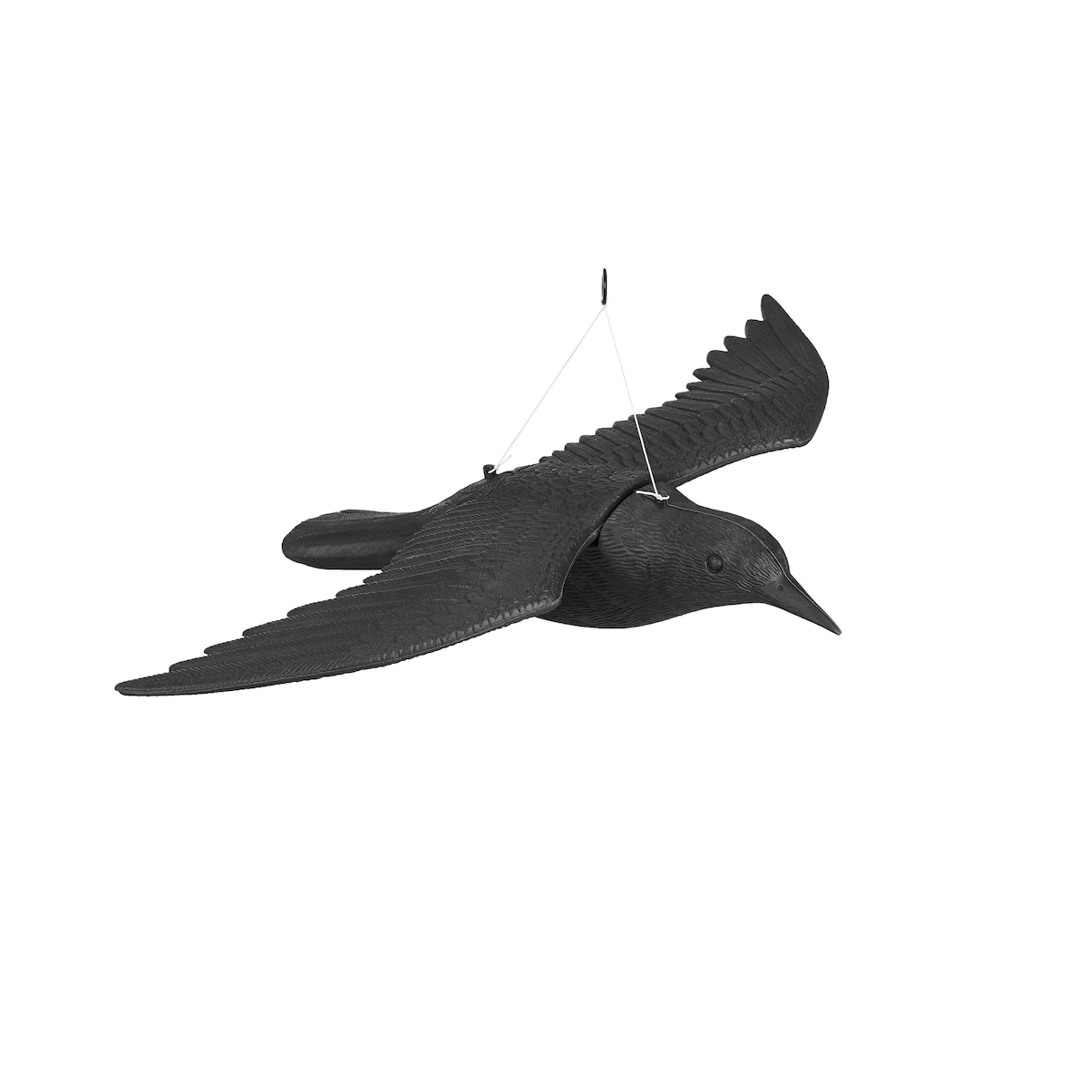 Relaxdays Vogelschreck, 3er Set, zum Aufhängen, fliegende Kunststoff Krähe, zur Vogelabwehr, Garten & Balkon, schwarz