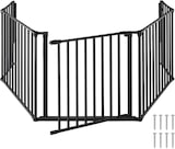 thumbnail of tectake 5-delig openhaardhek, AGGNI, gepoedercoat staal, 2893x30x715 mm, stabiele constructie, deur met veiligheidsslot, zwart