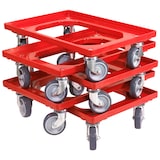 thumbnail of 5 Stück Transportroller für Kisten 60 x 40 cm mit 4 Lenkrollen in rot
