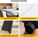 thumbnail of Ausziehbarer Esstisch MDF Metall Weiß+Schwarz 159x74x77 cm mit Marmoroptik Tischplatte, Schiebesystem mit Metallschienen, stabile Stahlbeine