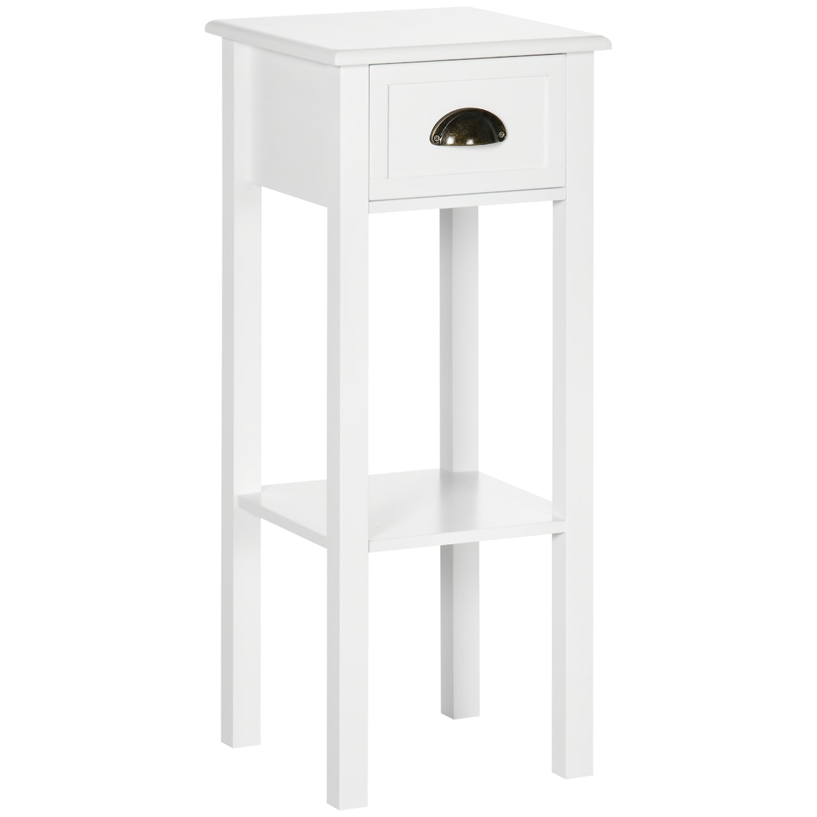 HOMCOM HOMCOM Mesa de Apoio com Gaveta e Prateleira de Armazenamento Estilo Moderno 30x30x75cm Branco