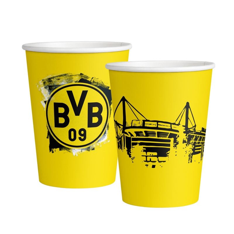 6 Becher BVB Borussia Dortmund Papier 500 ml