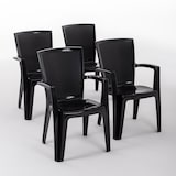 thumbnail of Set de 4 chaises monobloc en polypropylène avec fibre de verre, effet rotin, empilables pour extérieur et jardin, bar et restaurant - Diana - Noir