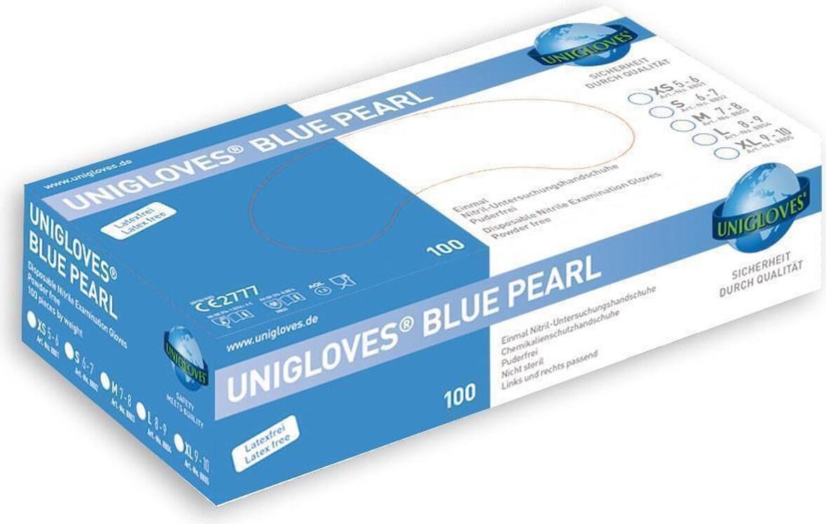 1000 Unigloves Blue Pearl Nitrilhandschuhe - Gr. XS - Einmalhandschuhe