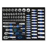 thumbnail of EBERTH Multigereedschapset 114 delen Voor gereedschapswagen, Gelabelde schuimrubberen inzetstukken, Hard metaal, Ergonomische handgrepen, Voor 3 laden