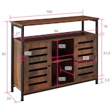 thumbnail of tectake Aparador Warrington 100x37x82cm  Madera Industrial Oscura, Rústica