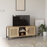 thumbnail of Meuble TV Cruz 2 Portes Couleur Chêne avec Rotin Naturel, 120 cm