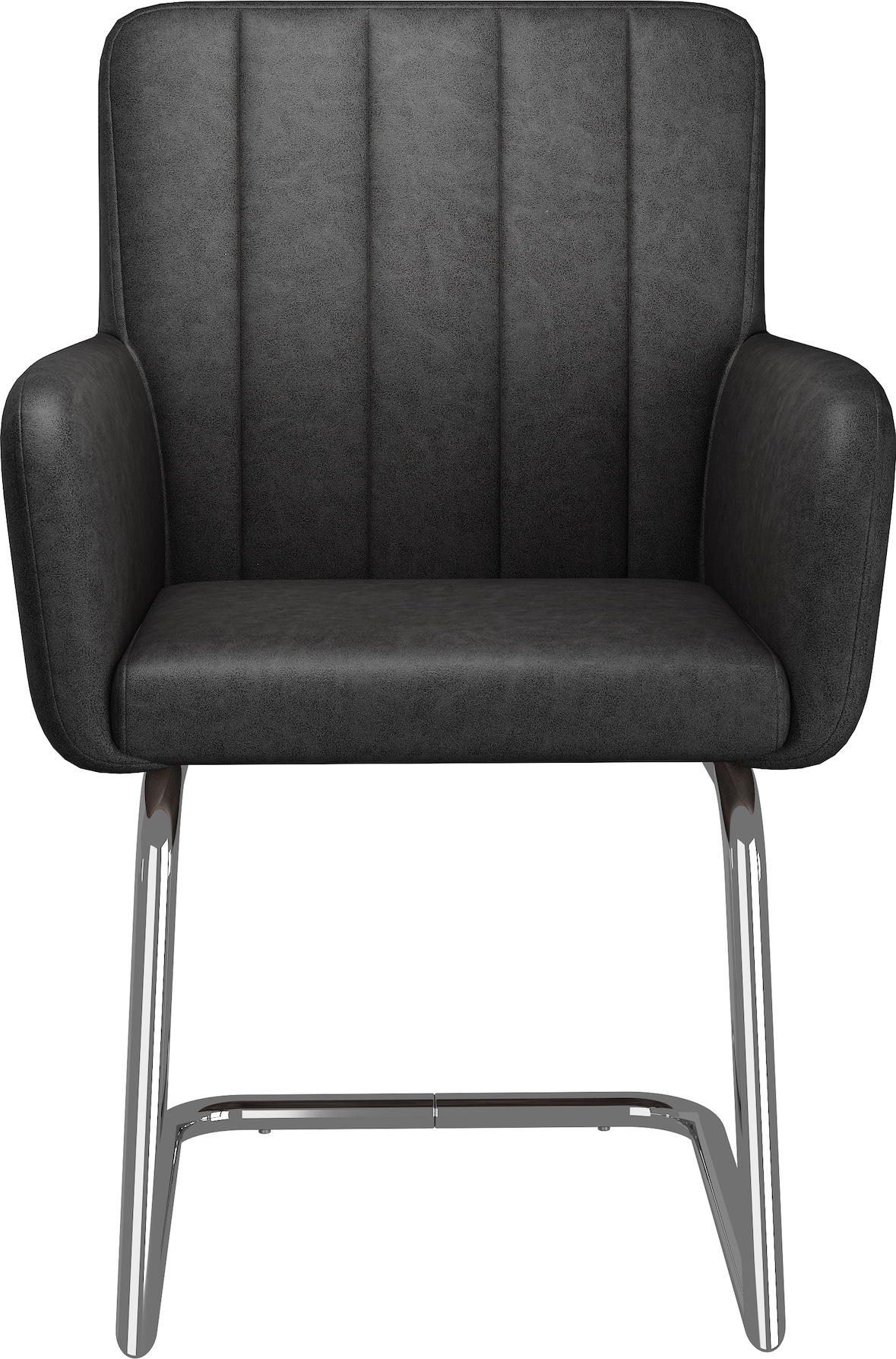 Esszimmerstühle 2er-Set Kunstleder Schwarz mit Metallbeinen, ergonomisch