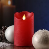 thumbnail of LED Kerze mit beweglicher Flamme Echtwachs Rustik-Optik H: 12,5cm Timer rot