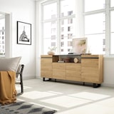 thumbnail of Sideboard, Schrank, Küche, Schrank, Dielenschrank, 200x35x87cm, 4 Türen, Industriedesign, Moderner Stil, Eiche und schwarz _ 63_10