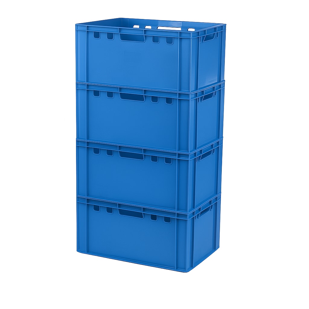 4 Stück E3 Kisten 600 x 400 x 300 mm Fleischkiste Lagerkiste Metzgerkiste in Blau