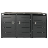 thumbnail of 3er-Mülltonnenverkleidung HWC-E83, Mülltonnenbox Mülltonnenabdeckung, erweiterbar 117x197x80cm ~ anthrazit, Stahl 75kg