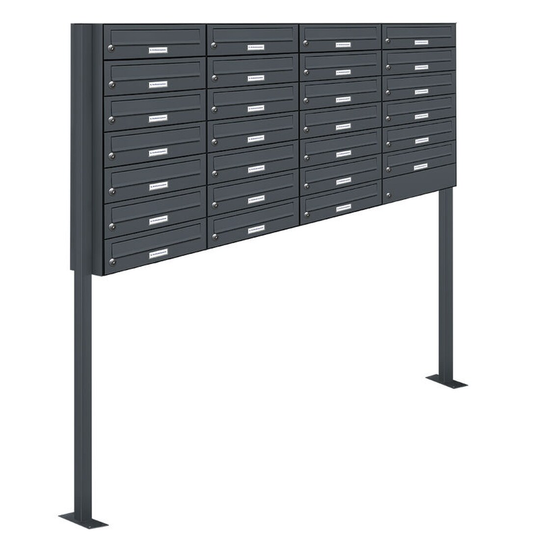 AL Briefkastensysteme 27 Fächer Premium Stand Briefkasten Anlage in RAL 7016 Anthrazit Grau, Post A4, robust, wetterfest, Artikelnummer: 132P27S4P7016