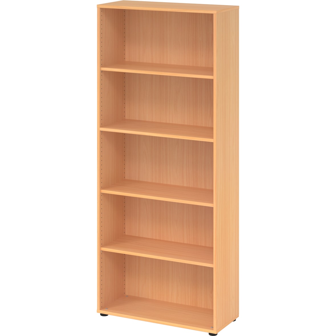 bümö Regal Buche, Standregal aus Holz für 5 Ordnerhöhen - Bücherregal 80 cm breit, Aktenregal für Ordner & Bücher, Büroregal, Holzregal, Ordnerregal,