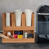 thumbnail of Relaxdays Kaffee Organizer, 6 Fächer, Bambus, HBT: 29,5 x 34,5 x 17 cm, Kaffeestation Milch, Zucker, Kaffeebecher, natur