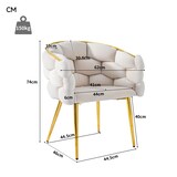 thumbnail of Esszimmerstuhl Samt Beige 44x41x74 cm mit goldfarbenem Rückengestell, Metallbeinen und verstellbaren Bodenausgleichern, komfortabel