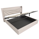 thumbnail of Merax Hydraulisches Polsterbett 180x200 Stauraumbett Doppelbett aus Leinen mit USB Typ C Ladefunktion & Lattenrost Beige