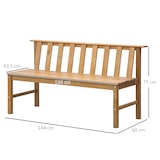thumbnail of Outsunny banco de jardín de 3 plazas banco exterior de madera con respaldo de listones para terraza patio balcón carga 360 kg 144x60x77 cm natural