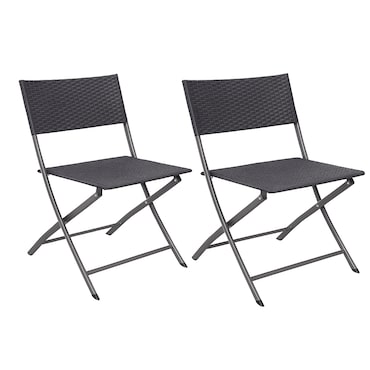 aro Outdoor klapstoel Bistro, set van 2, staal/kunststof, rotan look, grijs