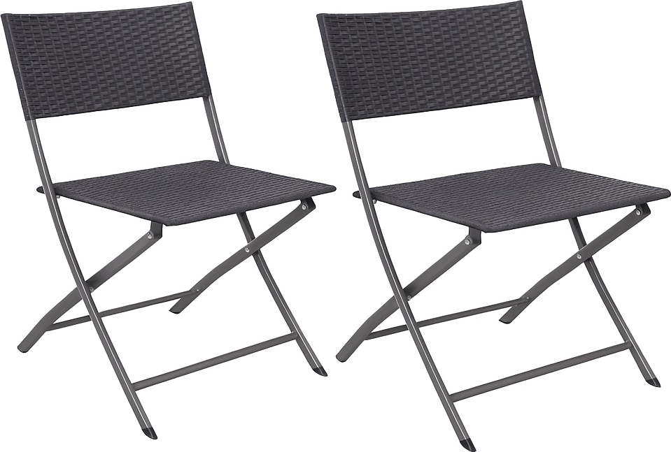 aro Outdoor klapstoel Bistro, set van 2, staal/kunststof, rotan look, grijs