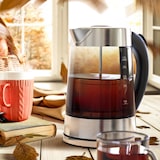 thumbnail of Arendo Edelstahl Glas Wasserkocher mit Teesieb und Rauchglas Teekocher Infusion 1,7 Liter