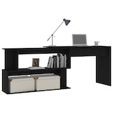 thumbnail of Bureau d'angle Noir 200x50x76 cm Bois d’ingénierie Modèle Nova Scandinave